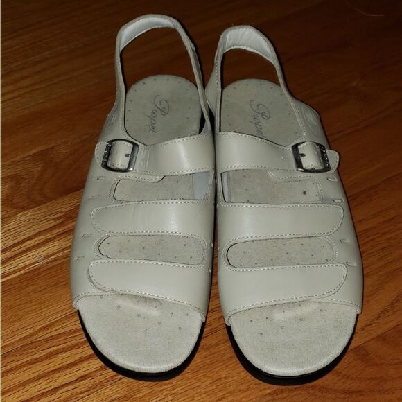 Propet Cream Leather Slingback Sandals - Picture 2 of 6